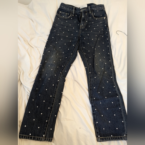 CURRENT ELLIOTT THE VINTAGE CROP SLIM STUDDED JEANS NIGHT RIDER Size 24 - Picture 2 of 6